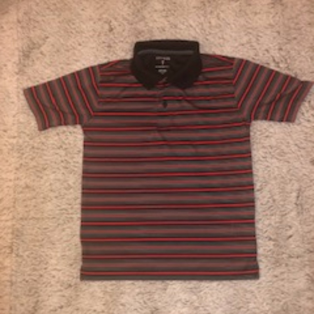 Boys Polo Grey, Red & Black Stripe Shirt